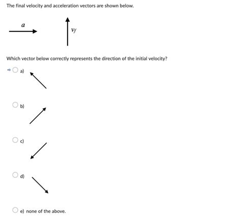 Solved The Final Velocity And Acceleration Vectors Are Shown Chegg