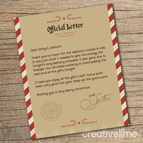 Personalized Letter From Santa Christmas Eve Letter Thank You Letter