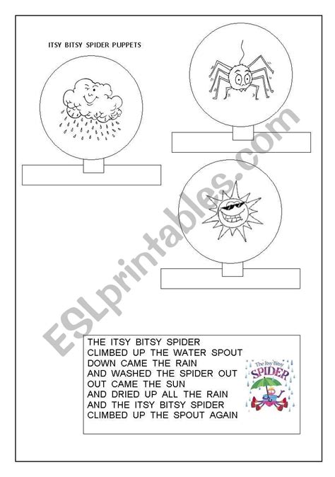 Itsy Bitsy Spider Song And Finger Puppets Esl Worksheet By Janaina