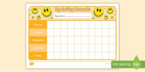 Smiley Face Reward Chart Teacher Made Twinkl