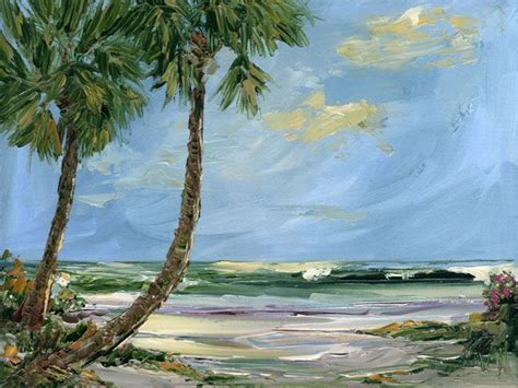 Palm Inlet Seascape Florida Highwaymen Style Oil Paintings Oil