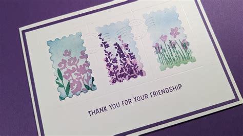 Creating Faux Postage Stamps With Painted Lavender Stamp Set And