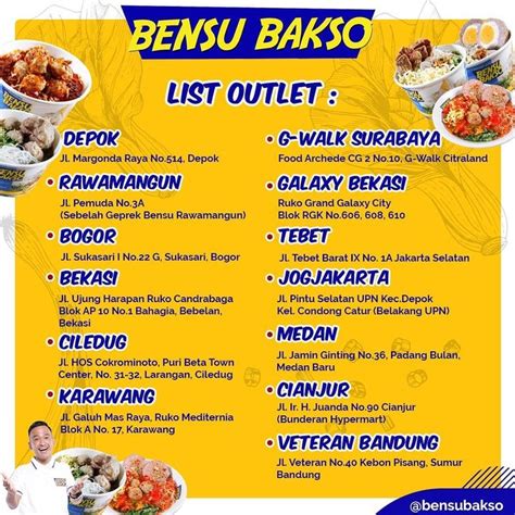 Bensu Bakso Di Instagram List Outlet Bensu Bakso Jadi Buat Kamu