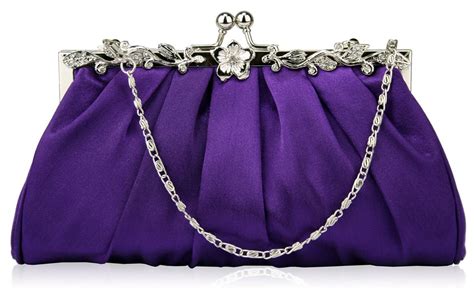 Purple Vintage Style Soft Evening Clutch Bag Satin Clutch Bag Purple Clutch Bags Purple