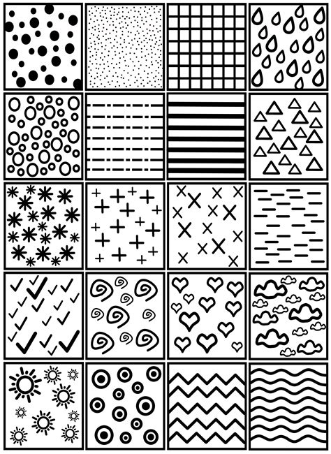 Black and White Patterns with Different Shapes