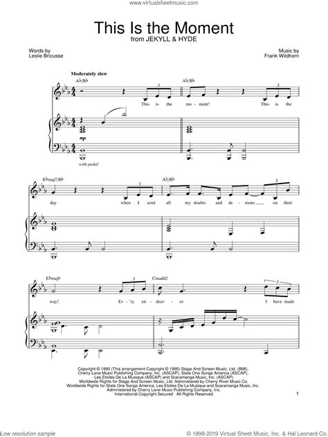 Bricusse This Is The Moment Sheet Music For Voice And Piano