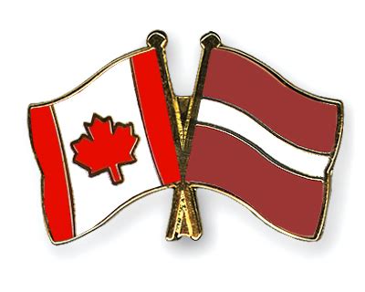 Crossed Flag Pins Canada Latvia Flags