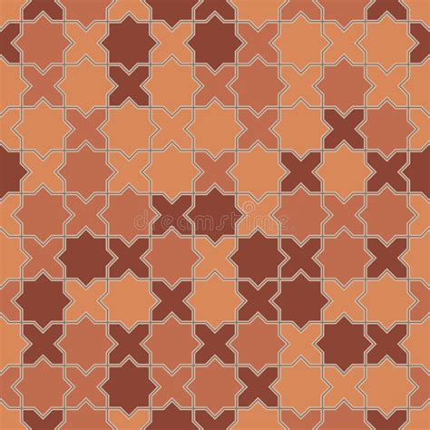 Geometrric Brown Terracotta Tile Seamless Pattern Vector Background