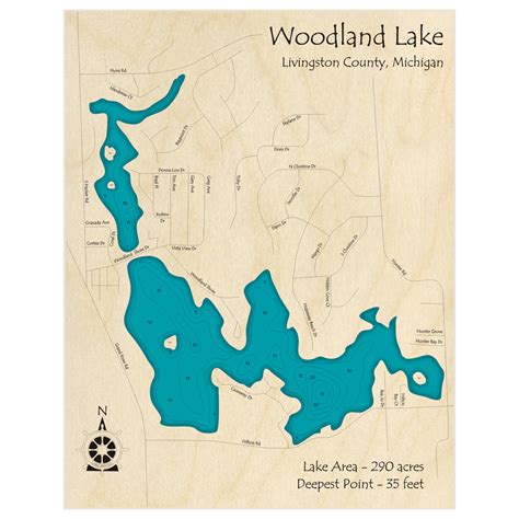 Woodland Lake 3d Custom Wood Map Lake Art Llc