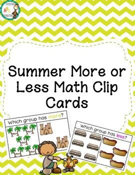 Summer Themed More Or Less Clip Cards By Preschool Productions Tpt