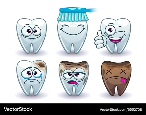 Funny Cartoon Teeth Set Royalty Free Vector Image