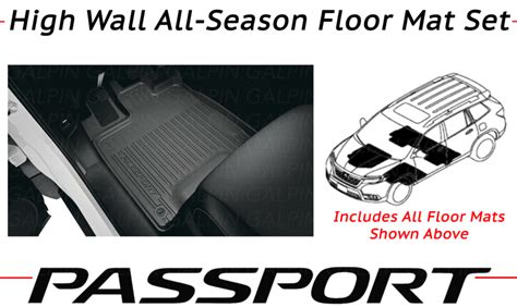 Honda Passport Black High Wall All Season Floor Mat Set Mats P Tgs