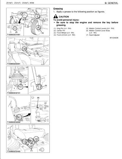 Kubota Zd18f • Zd21f Zd28f Zero Turn Mower Workshop Manual Pdf