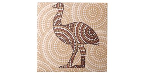 Aboriginal emu dot painting tile | Zazzle