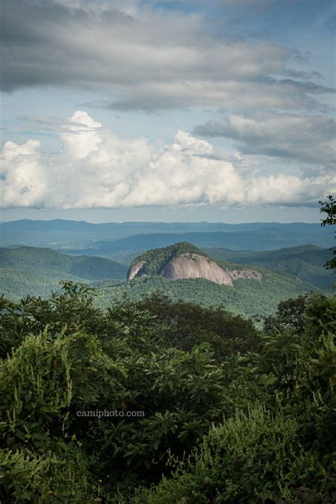 Late Afternoon Sunlight Shining Down On Looking Glass Rock Near Asheville North Carolina