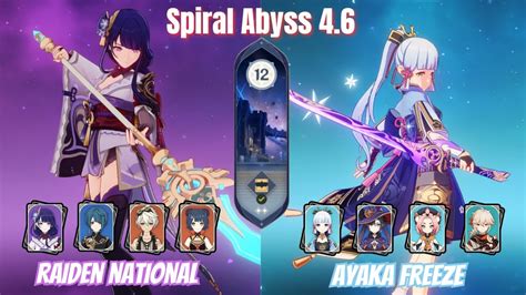 Raiden National Ayaka Freeze 4 6 Spiral Abyss Floor 12 Genshin Impact