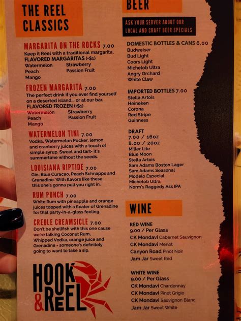 Menu At Hook And Reel Cajun Seafood And Bar Livonia