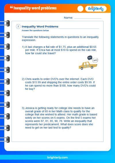 A Comprehensive Guide To The Inequality Word Problems Worksheet Pdfs