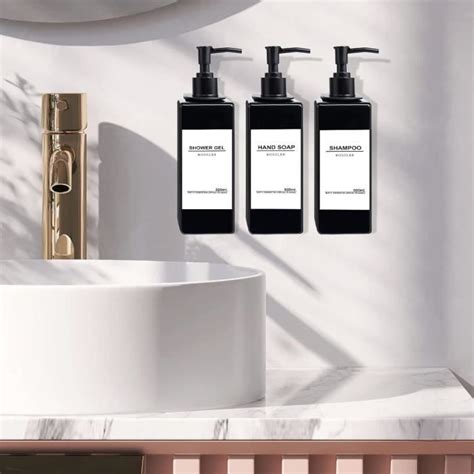 3 Pièces Distributeur De Savon Mural Distributeur Savon Douche Noir