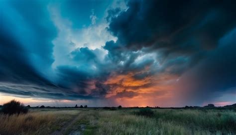 Premium AI Image | A storm with a blue sky and clouds