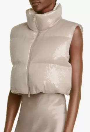 Brunello Cucinelli Dazzling Paillete Crop Down Vest