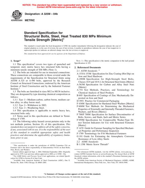 ASTM A325M 04b Standard Specification For Structural Bolts Steel