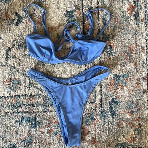 Lahana Swim Beautiful Blue Bikini Worn Twice Top Xs Depop