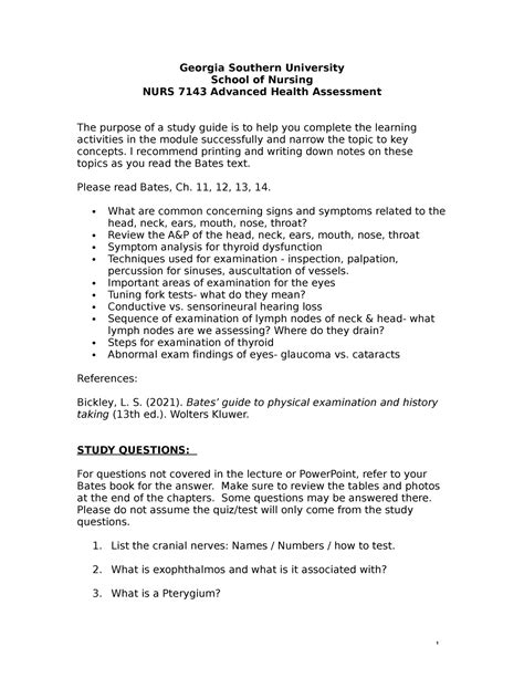 Module 2 Heent Study Guide Georgia Southern University School Of