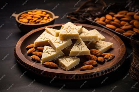 Premium AI Image | Cashew barfi is a traditional Indian sweet made with ...