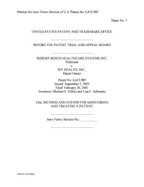 Fillable Online Petition For Inter Partes Review Of US Patent No Fax