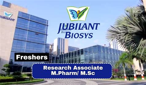 Freshers Jubilant Biosys Hiring Research Associate