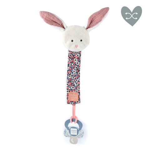 Attache tétine Lapin rose Boh aime Doudou et Compagnie