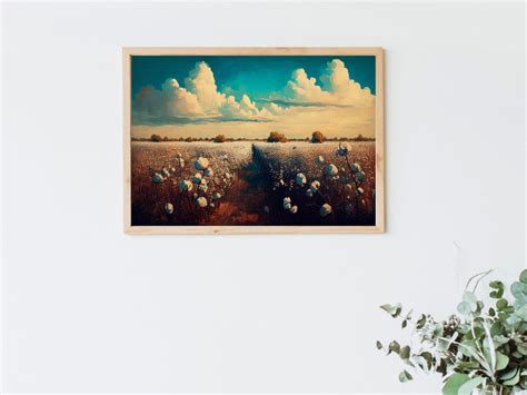 Cotton Field Oil Painting, Printable, Vintage Art Print, Country Field ...