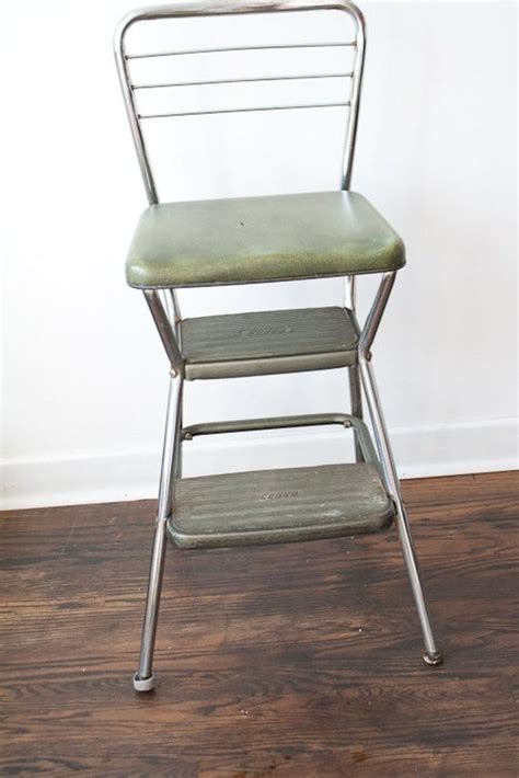 Vintage Cosco Kitchen Chair Step Stool Green