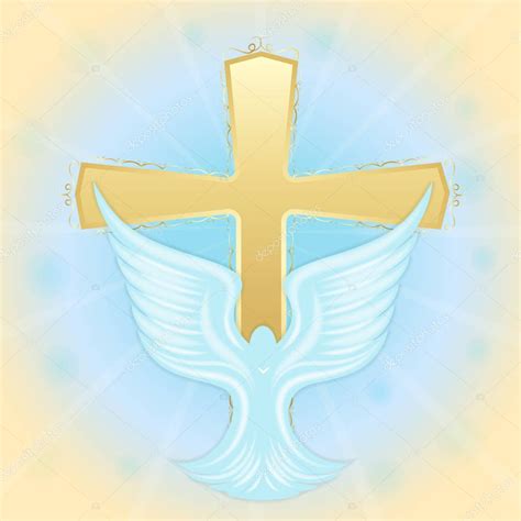 Baptism Jesus Dove Sky Background Cross Biblical Symbols Easter Greeting — Stock Vector ...