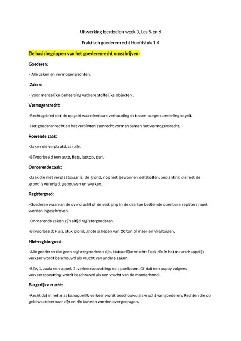 Uitwerking Leerdoelen Week 3 Les 5 En 6 Uitwerking Leerdoelen Week