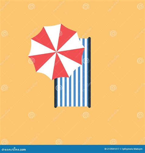 Colorful Beach Umbrella And Towel Summer Time On The Beach For Summer Season Vector