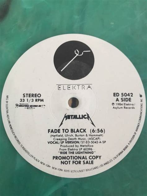 Metallica Fade To Black Vinyl Promo Rare