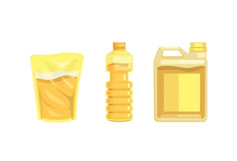 Conjunto De Productos De Aceite De Cocina Botella De Bolsa Y Vector De