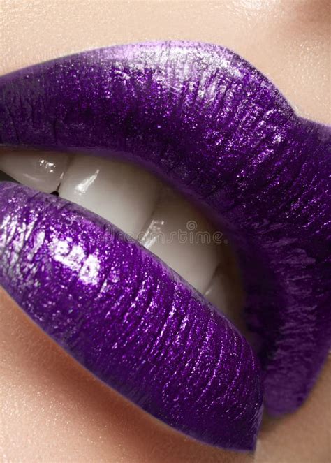 Glamour Plum Gloss Lip Make Up Fashion Makeup Beauty Shot Close Up Full Lips With Celebrate