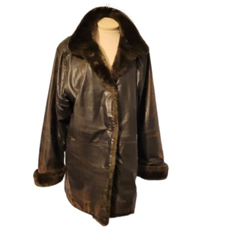 Dressbarn Jackets Coats Womens Vintage Faux Leather Jacket With