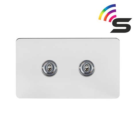 Soho Lighting Polished Chrome Flat Plate 2 Gang 150W Smart Toggle