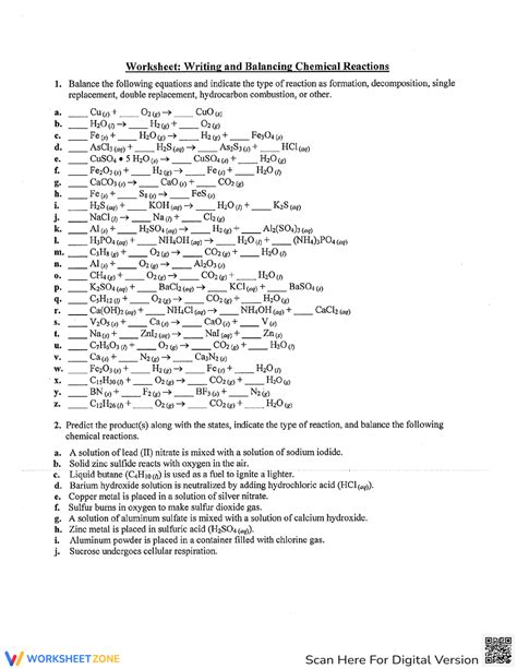 Balancing Chemical Equations Answer Key Worksheets 2024 Worksheets Library