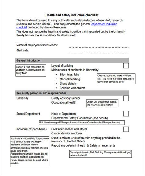 Induction Checklist Template 19 Free Word Pdf Format Download