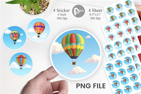 Classic Hot Air Balloon Sticker Graphic By Artnoy Creative Fabrica