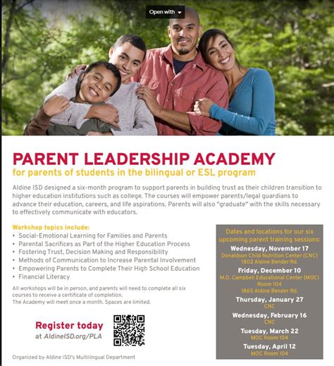 Parent Leadership Academy For Parents Plummer Middle School