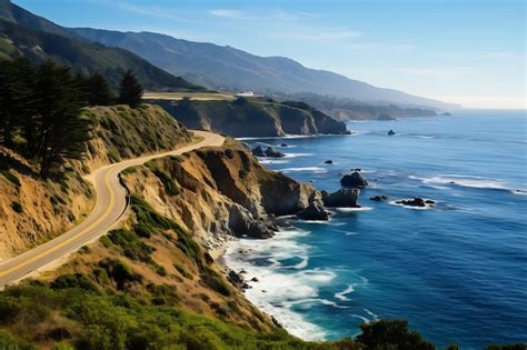 Premium AI Image Pacific Coast Highway Scenic Drive Photography