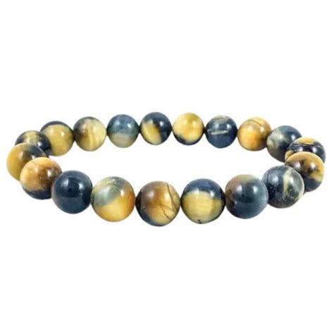 Mm Golden Blue Tiger Eye Bead Bacelet Ebay