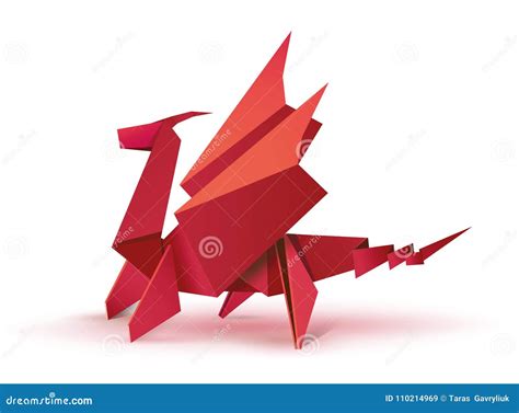 Red origami dragon stock vector. Illustration of holiday - 110214969