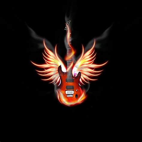 Guitar Wings Fire Stock Vector Illustration Of Isolated